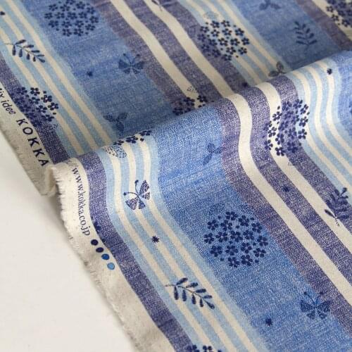 Half-Meter Japanese Kokka Cotton Linen Fabric Canvas Fabric Stripe Flower A
