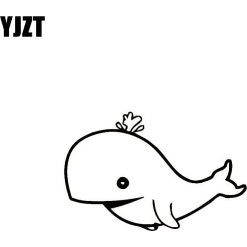YJZT 12.8cm*8.4cm Cartoon Happy WHALE Vinyl Car-styling Car Sticker Decal Black Silver Accessories C11-0449