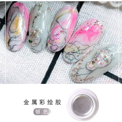 5ml Mirror Metal Painting Gel Nail polish Silver Rose gold Pull wire Metal Paint Glue For Beautifying Nail Decoration Design
