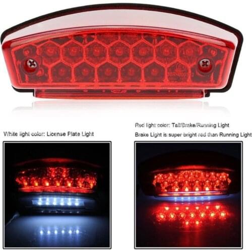 1Pc Universal 12V Motorcycle License Plate Light Red Tail Rear Lights Brake Stop Lamp 3 Wire