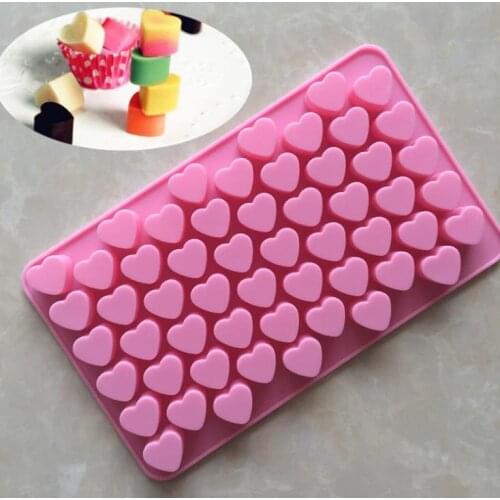 100pcs 55 Holes Mini Heart Silicone Cake Mold Baking Mould Chocolate Decoration Silicone Heart Shape Tools SN353