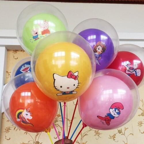 10pcs12 Inch Double Deck Cartoon Balloon Wedding Decoration Happy Birthday Baby Shower Decoration Childrens Party Supplies 212