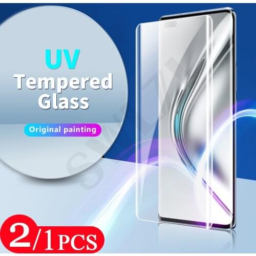 2/1Pcs 9D protective for Huawei honor V40 50 mate 40 RS 30 P40 P30 nova 7 8 20 pro plus UV tempered glass phone screen protector