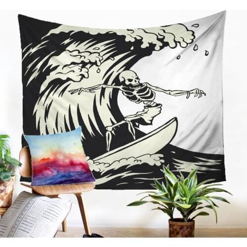 3d Print Wall Hangings Fabic Mural Surfing Skull Pattern Throw Rug Beauteous Household Ornamenation With Creativity