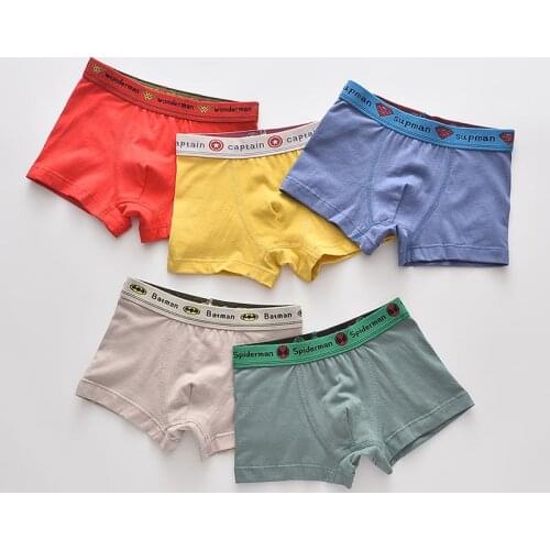 5Pcs/lot Girls Boys Cotton Boxer Briefs Girl Panties Boys Boxer Shorts Childrens Panties Kids Underwear For 2-14 Years BU064