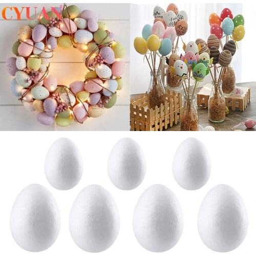 50pcs Easter Decor White Foam Eggs Easter Party Supplies Kids Favors Gifts Toy DIY Craft Hanging Easter Decorations For Home
