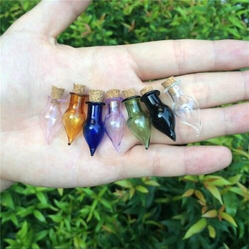 70pcs Mini Glass Color Bottles Pendants Key Chains Lobster Clasp Pepper Bottles Corks Glass Arts Jars For Bracelets Mix Colors