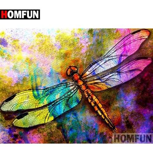 HOMFUN Diamond Painting Cross Stitch "Dragonfly insect" 5D DIY Diamond Embroidery Full Square/round Rhinestone Of Picture A30141