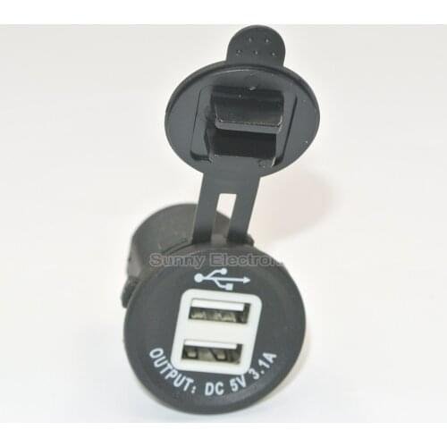 Auto Motorcycle Dual USB Car Charger Power Adapter Cigarette Lighter Socket Mobile Phone Charger Truck Minibus for ATV Boat