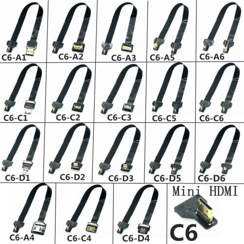 C6 FPC Ribbon Flat HDMI-compatible Cable Micro HD Mini 90 Degree Left Right Up Down Angled For HDTV FPV Raspberry Aerial