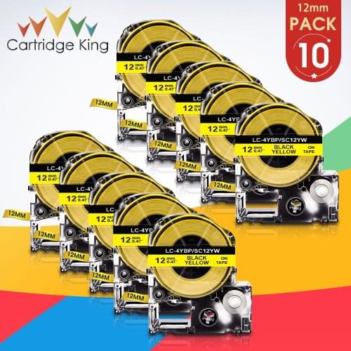Black on Yellow SC12YW LK-4YBP Label Tape Compatible for Epson Label Printer LW-300 LW-400 LW-600P 12mm Label Maker for Epson