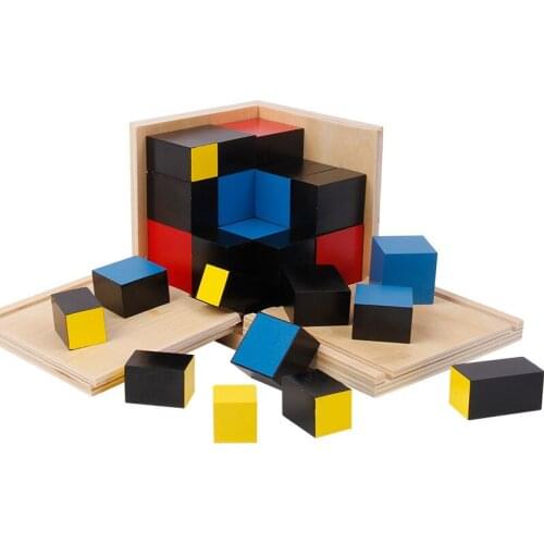 Baby Toy Montessori Wood Multicolor Trinomial Cube Math For Early Childhood Education Preschool Training Learning Kid Toys Gift