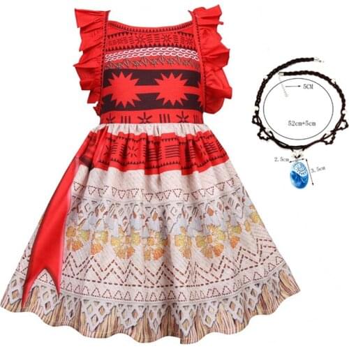 Kids Dresses for Girls Girl Costume Moana Cosplay Print Vaiana Princess Birthday Party Clothes Summer Open Back Dress for Girl