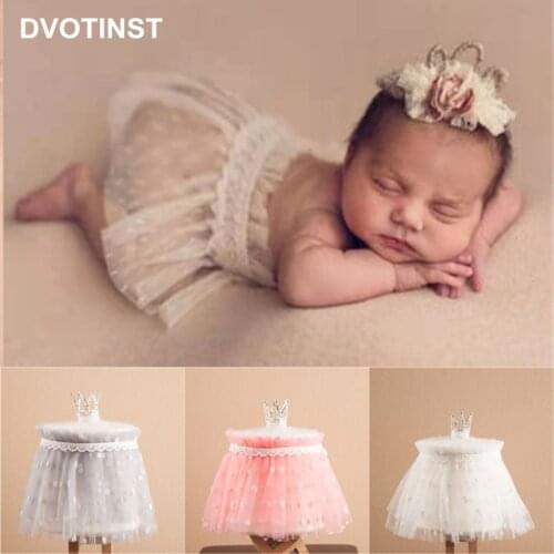 Dvotinst Newborn Photography Props Baby Outfit Baby Tutu Skirts Princess Crown Headband Fotografia Studio Shoots Photo Prop