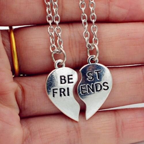 Choker Necklace Heart Pendant Pieces Broken Two Best Friend Friendship Necklace