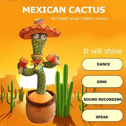 Electric Dancing Cactus Electron Plush Toy Soft Plush Doll Babies Cactus That Can Sing And Dance Voice Interactive Toy Dropship