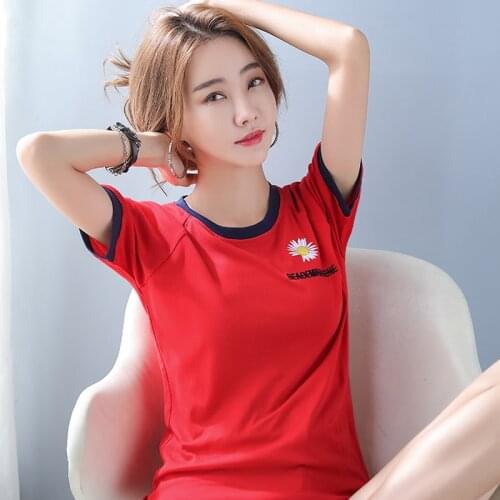 Embroidery Floral T-Shirt Vintage T Shirt Women Clothes Cotton Summer Tops Short Sleeve Tshirt Tee Shirt Femme Camisetas Mujer