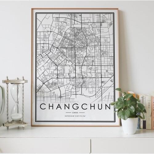 CHANGCHUN city map Nordic Living Room Decoration Canvas Poster Modern Home Decor Art Print Painting