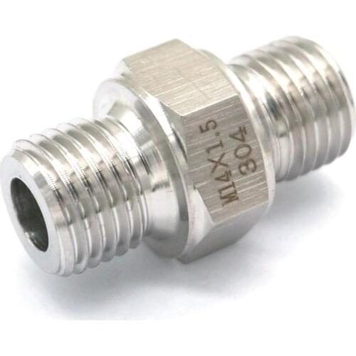 M14x1.5mm Male Hex Nipple 304 Stanless Steel Pipe Fitting Connector High Pressure 2855 PSI