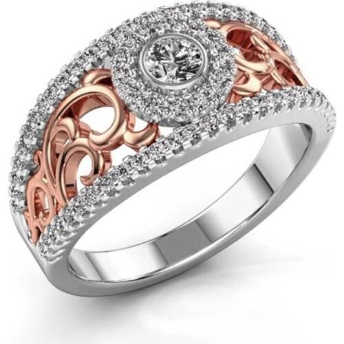 Megin D Hot Sale Vintage Exquisite Hollow Zircon Copper Rings for Men Women Couple Friend Wedding Fashion Design Gift Jewelry