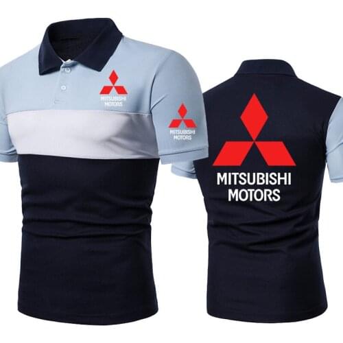 Casual Fashion Cotton Mens short sleeve Mitsubishi Car Logo Print Summer short sleeve High Quality Mens POLO shirt