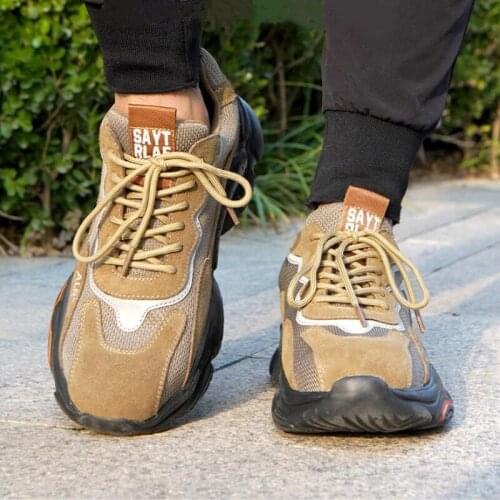 K04 Men indestructible Safety Shoes with Indestructible Shoe Work Boots with Steel Toe Waterproof Breathable Sneakers Work Shoes