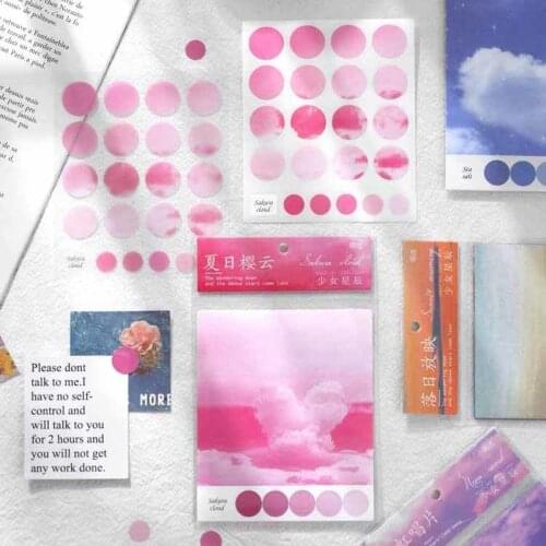 10Sheets/set Cute Diary Sticker Stationery Decorative Mobile Color Stars Moon Phase Basis Dots Srapbooking Stick Label Stickers