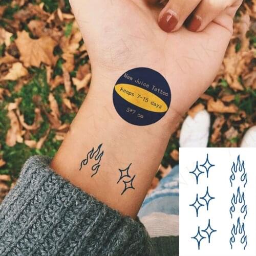 Juice Tatto Stickers Ins Couples Star Fire Totem Body Art Ink Blue Waterproof Temporary Fake Tattoo for Men Women Kids