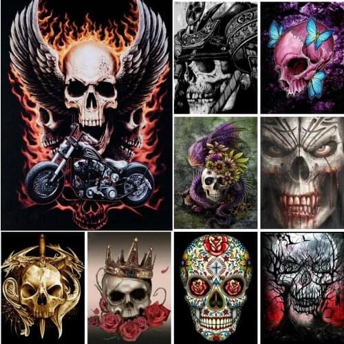 Horror Skull Wall Art Home Decor Diamond Painting Mosaic DIY Full Drill Square/Round Rhinestone Cross Stitch Kits Embroidery