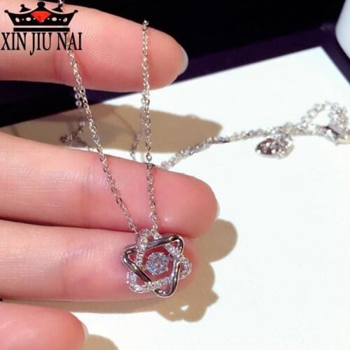 INS new classic magician bright winding six-pointed star array 18K rose gold carat diamond necklace womens brand jewelry