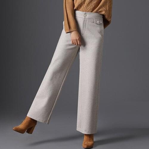 Fall winter fashion womens high waisted wide leg