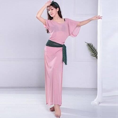 Cheap Belly Dress Dance For Women Ladies Oriental China Belly Dance Practice Dresses Sexy Short Sleeved Dancing Wear DWY3060
