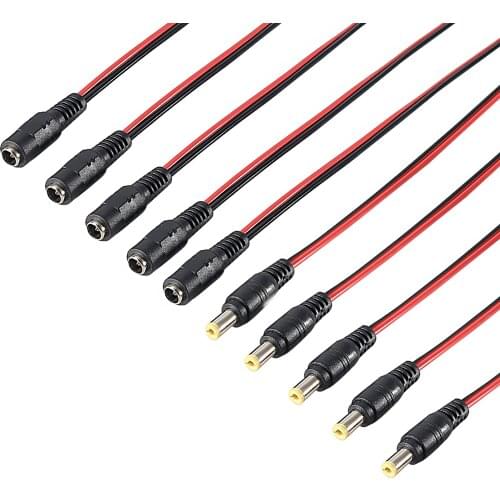 DC Connectors 5.5 x 2.1mm Pigtail Cable Male Female for CCTV Security Camera Lighting Power Adapter Connector Cable Wire