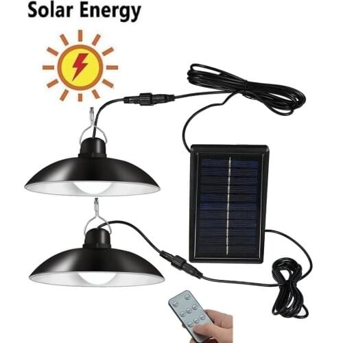 Retro Lampshade Solar Pendant Chandelier solar light Wall lamp Wireless Outdoor Waterproof Street Path Garden Security light 3/6