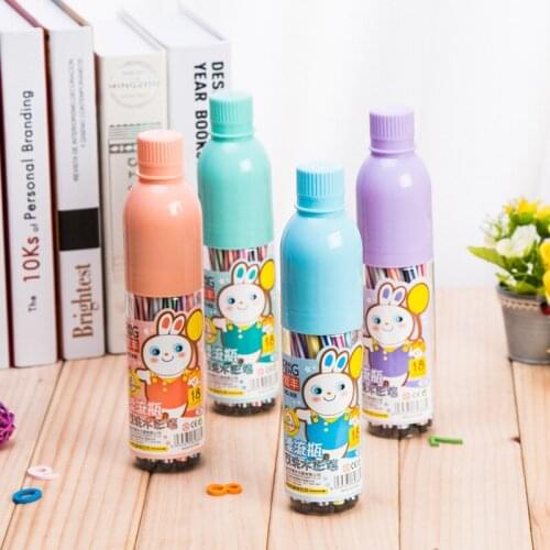 24pcs Pen with bottle Creative Stationery Drift Bottle Shape Cartoon Pattern 24 Color Water Color Pen Factory Stationery Set