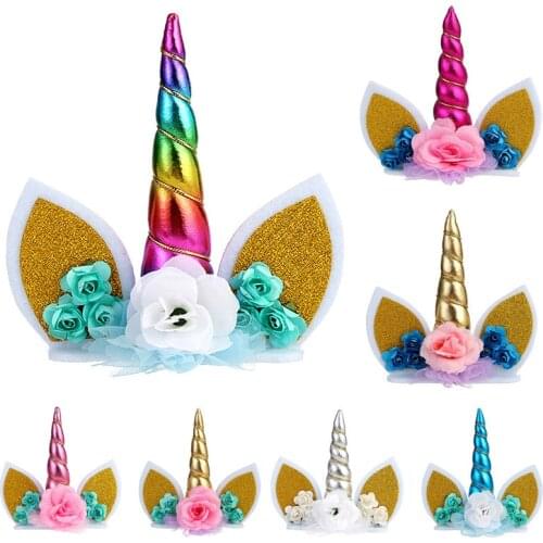 GIHOO Unicorn Cake Decorations Children First Birthday Party Supplies Rainbow Unicorn With Wings Cake Topper For Baby Shower