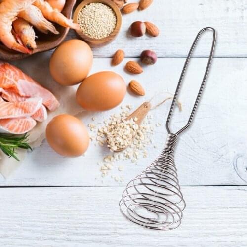 Stainless Steel Spring Coil Whisk Mixing Manual Egg Beater Spring Semi-automatic Labor-saving Device Egg Beater