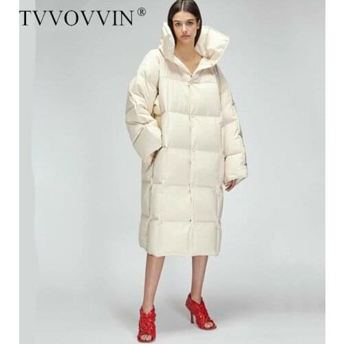 TVVOVVIN 2020 winter new turn-down collar full sleeves duck coat pocket zippers A-line warm jacket for women 79ZF