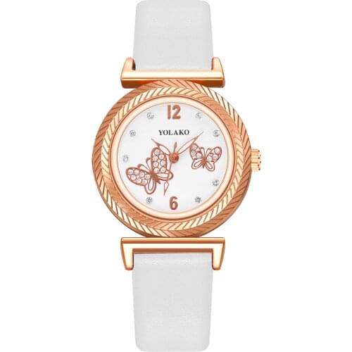 Creative Gear Design Ladies Wristwatches 2020 Fashion Casual Women Butterfly Watches Simple Crystal Woman Leather Quartz Watch