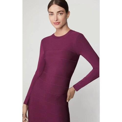 New Bandage Dress 2020 Long Sleeves Solid Sheath Elegant Celebrity Evening Party Bodycon Dress Vintage Vestios Bandagem