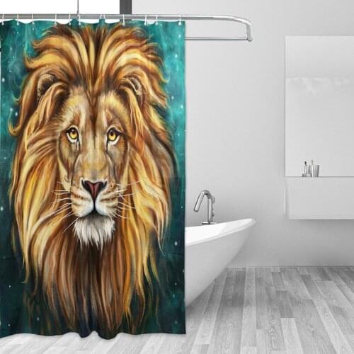 Animals Printed Lion 3d Shower Curtains Waterproof Polyester Fabric Washable Curtains for Bathroom Bath Screens With Hooks