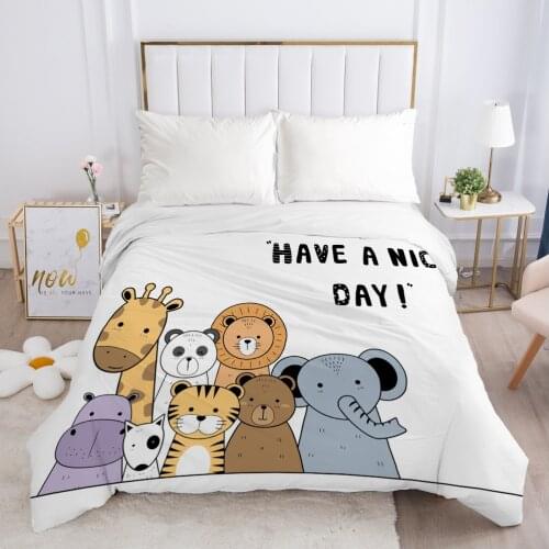 1pc Children Cartoon Duvet cover Quilt/Blanket/Comfortable Case 140x200 Single Size Cute Bedding for child kids baby animal