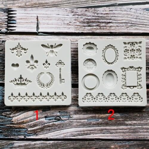 1PC Retro European-Style Crown Silicone Fondant Cake Mold Key Lace Heart Cake Decoration Tools Kitchen DIY Baking