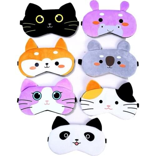 1pc Super soft short plush cartoon sleep eye mask Sleep Mask Night Eyeshade Cover Women Men Blindfold Eyepatch