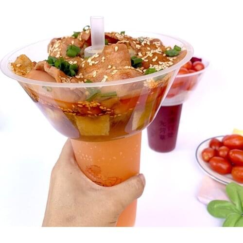 10pcs Net Red Party Creative Steak Fried Chicken Fruit Hot Pot Snacks Cup Holder Bowl Milk Tea Cup 500ML Juice Plastic Cups