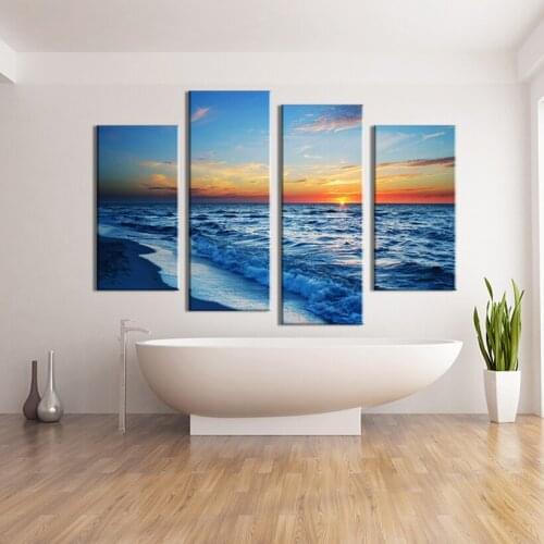 4 Pcs The Sea Of Sunrise Wall Art Painting Home Decoration Wall Pictures for Living Room Or Bedroom Canvas Print Painting