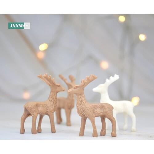 6PCS Artificial Mini Plastic Reindeer Decoration Fawn Fairy Tale Garden Mini Moss Glass Container Home Christmas Decoration