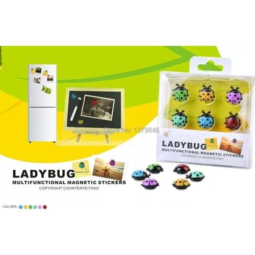 6PCS/SET Multifunctional Ladybug Magnetic Stickers White Board Paste Fridge Magnet