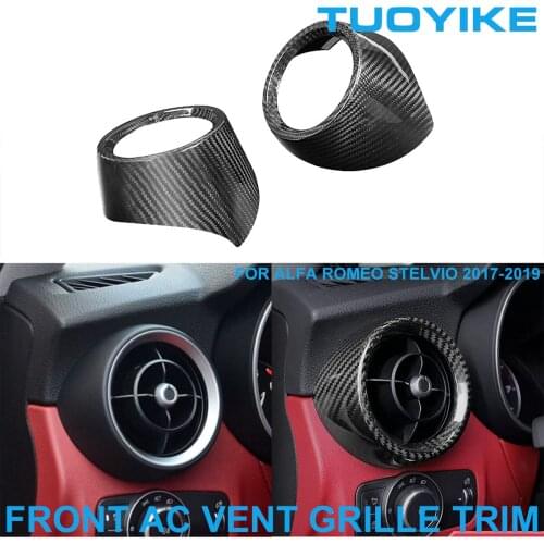 LHD RHD Car Styling Real Dry Carbon Fiber Front Left Right AC Vent Grille Cover Trim Panel For Alfa Romeo Stelvio 2017-2019