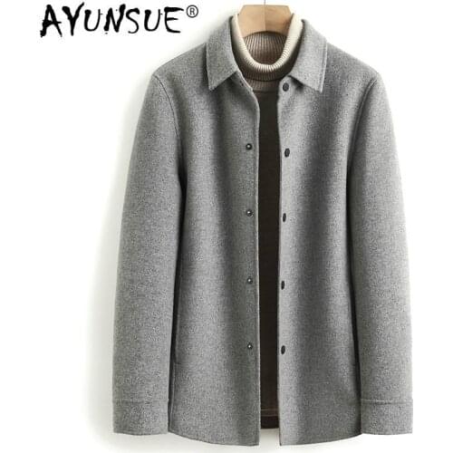 AYUNSUE 2020 New Wool Coat Men Spring Autumn Casual Double-sided Wool Jacket Coats for Men Overcoat Erkek Mont 4989 KJ3620